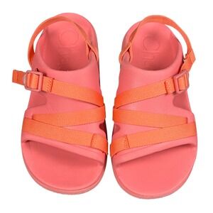 Chaco Chillos Sport Sandals Rubber Girls Coral Orange Adjustable Buckle Size 5